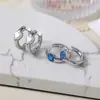 Pendientes de Diseño Exclusivo de Gama Alta con un Toque de Lujo, Pendientes de Zirconia Azul Incrustada para Mujer, Accesorios Versátiles para Orejas en Forma de Corazón