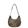 Nova Bolsa de Meia-Lua Estampada de Leopardo Tendência Estilo Ins Única de Nicho Bolsa Transversal para Mulheres Moda Temperamento Bolsa de Ombro Único Sob o Braço