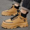 Botas Martin de Cano Alto Sapatos Masculinos Outono Novo Sapatos de Trabalho para Exterior Masculinos Tendência Versátil Sola Grossa Casuais Botas Curtas Sapatos da Moda