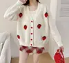 Suéter Cardigan de Punto Perezoso Estilo Europeo y Americano para Mujer, Nuevo Abrigo Superior de Diseño Holgado con Patrón de Uvas para Otoño e Invierno