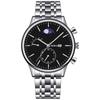 GENEVA Relógio Masculino Criativo Sol Lua Estrela Sete Bolas Pulseira de Aço Mostrador Grande Calendário de Negócios Relógio de Quartzo Masculino