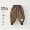 Calças Infantis Outono Forradas com Fleece Calças Jogger de Moletom para Meninos a Granel Outono e Inverno Calças Longas Quentes para Bebês Calças Infantis