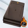 Calças casuais de negócios masculinas para outono e inverno, perna reta, com caimento fluido, resistentes a rugas, elásticas, de comprimento médio para homens de meia-idade, disponíveis em várias cores