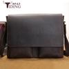 Bolso bandolera de piel de vaca de primera capa para hombre, estilo retro europeo y americano, personalizado, de cuero de caballo loco.