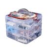 Caja pequeña de tres capas de 12 compartimentos, caja de almacenamiento portátil, caja de almacenamiento combinado para herramientas, caja de almacenamiento para juguetes Lego
