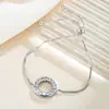 Pulsera circular versátil de nuevo diseño estilo coreano con microincrustaciones de circonita, pulsera de moda para niña, tamaño ajustable
