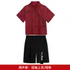 Novo Conjunto de Camisa com Estampa de Bambu Estilo Chinês para Crianças Meninos Manga Curta Shorts Roupa de Performance para o Dia das Crianças