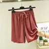 Shorts de pijama de seda helada para mujer, versátiles, para estar en casa, adelgazantes, holgados, talla grande, color liso, finos, verano, pantalones casuales, frescos, casuales
