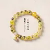 Pulsera de Ágata Corazón de Azúcar Pulsera de Cuentas de la Suerte de una Sola Hilo Regalo de Alta Gama Pulsera de Vaina de Loto Dorada Calcedonia Azul Pulsera Coleccionable