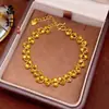 Pulsera Floral Trenzada de Anillos Pequeños Dorados Brillantes con Cuentas de Disco, Pulsera de Lujo Ligero de Gama Alta, Tendencia de Tiktok