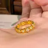 Bestseller internacional: Anel de flor de íris com diamantes cintilantes em estilo antigo vintage, moderno, luxo leve, de alta qualidade, design simples e de nicho
