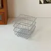 Cesta de Armazenamento de Aço Inoxidável para Casa Simples de Ferro Artístico para Mesa Quadrada Cesta de Armazenamento de Miudezas Cesta Organizadora de Cosméticos