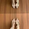 Primeiro Encontro com o Design Floral Suave Estilo Francês, Perfeito para Combinar com Saias, Sapatos de Salto Alto Single para Mulheres, Estilo Fada com Laço, Tira no Tornozelo Bico Fino