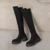43 Botas femininas britânicas de cano alto botas de cavaleiro botas finas costura meias elásticas salto alto de outono e inverno de comércio exterior 33 algodão