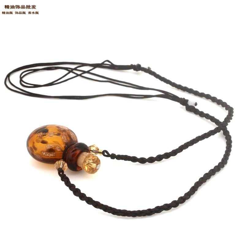 精油饰品网琥珀色妞妞绳扁圆空心瓶项链3.jpg