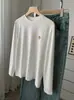 ¡Camiseta de manga larga bordada con calabaza para mujer! Camiseta Básica Casual de Algodón Cepillado de Color Sólido Versátil para Otoño e Invierno, Aspecto Adelgazante, Cuello Redondo