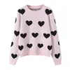 Ropa de mujer transfronteriza 2026 Estilo europeo y americano moda casual simple suéter de punto con cuello redondo y mangas largas con forma de corazón para mujer C526973