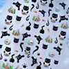Lindos pegatinas de dibujos animados de gato negro en relieve jugando con peces para decoración de uñas, respaldo adhesivo negro, pequeñas decoraciones de uñas de gato negro y pez dorado, venta al por mayor