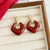 Pendientes de gota de aceite de aguja de plata con forma de rombo Moda Populares Simples Pendientes Nicho Lujo Ligero Pendientes de Gama Alta Venta al por Mayor para Mujeres