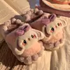 Pantuflas de algodón para niñas, lindas pantuflas peludas cálidas para interior y exterior, zapatos de algodón para padres e hijos, pantuflas de invierno