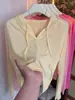 Camiseta Cover-Up Casual com Capuz para Mulheres 2025 Moda Coreana Simples Versátil Solta Top de Alta Qualidade Camiseta Feminina