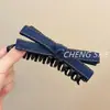 Grampo de cabelo banana com laço de jeans, grampo de cabelo vertical para mulheres, para rabo de cavalo alto, grampo para coque na nuca, acessório de cabelo estilo luxo leve, grampo de cabelo de alta qualidade