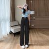 Pantalones de pierna ancha color caramelo Ice-shreds 2024 para mujer, verano, delgados, de cintura alta, corte ajustado, pantalones rectos holgados, pantalones casuales