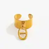 Accesorios de Moda Transfronterizos Europeos y Americanos, Anillo Abierto de Mariposa de Oro de 18 Quilates, Anillo Hueco de Acero Inoxidable de Estrella de Mar para Vacaciones