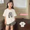 Camiseta de Verano Nueva de Algodón de Manga Corta para Niños y Niñas Estilo Occidental Simple Top de Verano para Niños Medianos y Grandes Ropa de Verano para Niños de Manga Corta