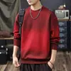 Sudadera Redonda de Peso Pesado Lavada Desgastada Degradada para Hombre Otoño e Invierno 2025 Nueva Camisa Base de Manga Larga Retro Americana