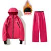 Conjunto de Traje de Esquí para Exteriores con Forro de Felpa Tallas Grandes para Pareja para Mujer, Ropa de Montañismo Impermeable y Resistente al Viento, Conjunto Cálido de Dos Piezas