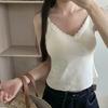 Moda Estilo Casual Camisola de Tirantes con Cuello en V Acanalada para Mujer Ropa Interior con Almohadilla en el Pecho Cómoda Hermosa Espalda Base Top para Usar como Exterior