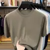 Camiseta de Punto de Manga Corta Estilo Old Money de Lyocell y Seda para Hombre, Nueva de Primavera 2026, Cuello Redondo, Cómoda