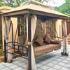 Cama mecedora columpio para exteriores Silla mecedora de jardín Cama mecedora doble perezosa de hierro Balcón Patio de casa Hamaca de cama romana para exteriores