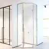 Cabina de ducha Beijie con forma de diamante, acero inoxidable para baño, puerta de vidrio divisoria de separación seco-húmedo, diseño moderno minimalista