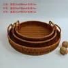 Bandeja de Armazenamento de Lanches de Frutas Puramente Tecida à Mão, Mesa de Centro Oval para Mesa, Cesta de Frutas Secas, Tigela de Doces, Suporte de Armazenamento de Rattan