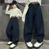 Pantalones de mezclilla tipo guadaña para niñas Otoño 2026 Estilo nuevo Niños medianos y grandes Pantalones tipo guadaña Pantalones largos de mezclilla para niños Pantalones de mezclilla para niñas Primavera y Otoño