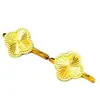 Anillo de Trébol de Cuatro Hojas de Oro de Arena Vietnamita Oro de Imitación Moda Simple Versátil para Mujer Venta en Vivo por Internet Suministro de Fábrica Venta al por Mayor
