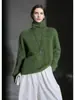 Ropa Zhengqite/Diseño sin costuras cepillado de cachemira, suéter de punto cálido de cuello alto, color liso, suéter cepillado versátil para otoño e invierno
