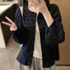 Cardigan K2719 com blocos de cor listrados cuidadosamente selecionados e mangas tipo lanterna, feminino, outono/inverno, caimento solto, retrô e casual, manga longa