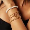 Joyería transfronteriza europea y americana punk simple apilada cadena de metal mezcla y combina pulsera de perlas de imitación traje de pulsera de moda mujeres