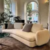 Sofá Saint-Germain estilo creme francês, estofamento em tecido de formato irregular para sala de estar, design curvo para apartamentos grandes e espaços pequenos, sofá modular de canto