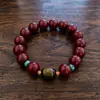 Pulsera de Cuentas Sutra del Corazón de Cinabrio para Protección en el Año de su Zodiaco, Atrae Riqueza y Buena Fortuna, Pulsera de Cuentas Budista, Adorno Cultural de Templo y Zona Escénica