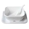 Tazón Blanco para Postre Imitación Porcelana de Melamina, Cuadrado Pequeño de Grado Alimenticio, Tazón Comercial para Ensalada de Frutas, Vajilla de Plástico para Pastelerías