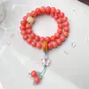 Pulsera de Semilla Bodhi de Jade Blanco con Doble Círculo Rojo Melocotón para Estudiantes Mujeres, Cuentas Budistas, Puesto de Transmisión en Vivo Portátil, Suministro Popular al por Mayor