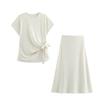 2025 Exportación al por mayor Otoño e Invierno Estilo Europeo y Americano Tops Suaves de Manga Corta Falda Midi K4-23471 Spandex