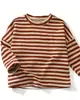 Roupas de Primavera para Meninos e Meninas, Tops de Bebê, Camisetas Infantis, Camisetas Básicas Listradas de Tricô da Moda com Gola Redonda