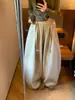 Pantalones Casuales Plisados de Globo Simples Versátiles de Estilo Coreano para Otoño Dulce de Ella 66878 (con cordón en la cintura)