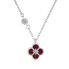 Collar de Plata de Ley S925 de Cuatro Hojas para Mujer, Cadena de Clavícula de Lujo de Nicho, Ágata Negra Tk, Calcedonia, Turquesa Fábrica