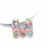 Colgante de resina con forma de letra de lentejuelas rosas, con pegamento, para llavero con letras en inglés, accesorios para bolso